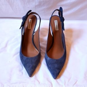 Tabitha Simmons Classic Slingback Suede Blue Sz 9m